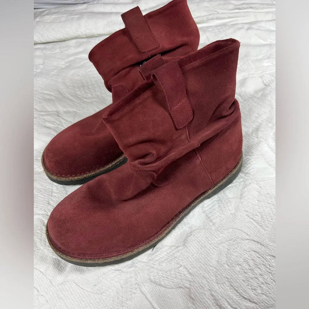 Birkenstock Luton Port Wine Suede Ankle Boots Burgundy Red Side Zip